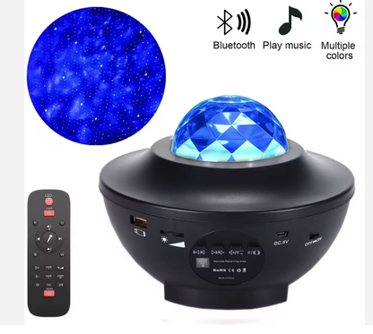 Transformez votre salon en ciel étoilé avec le Projecteur LED Galaxy – Bluetooth intégré pour une ambiance sonore parfaite.
